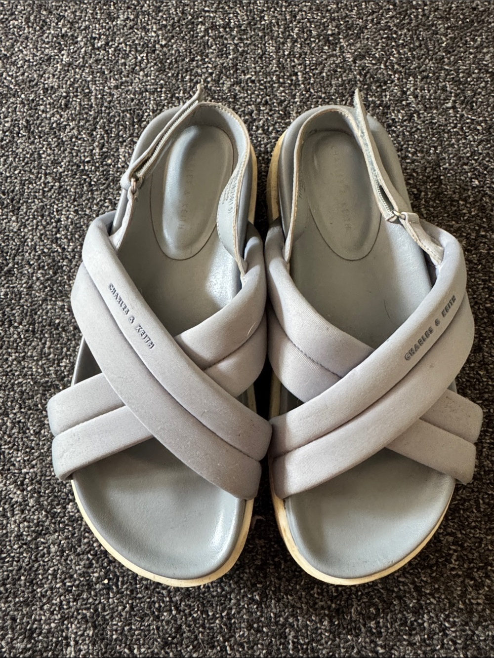 Charles & Keith Slate Blue Platform Sandals - Size 9 (39)